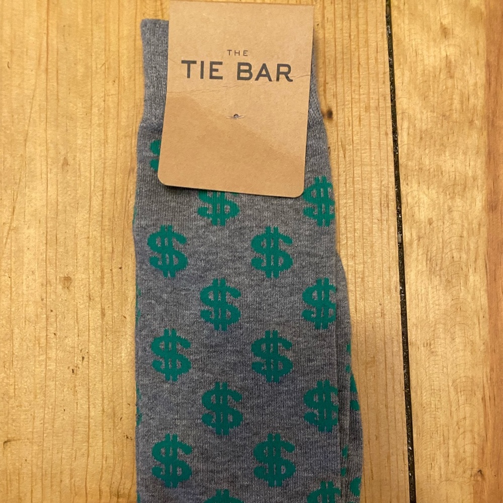 Tie Bar Dollar Sign Dress Socks